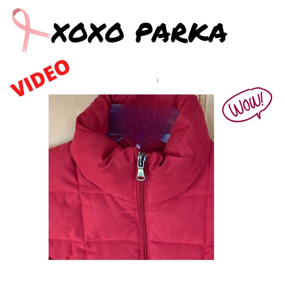 XOXO Quilted Down and Feathers Winter Zipper Red Parka Jacket Size MEDIUM - Picture 4 of 8